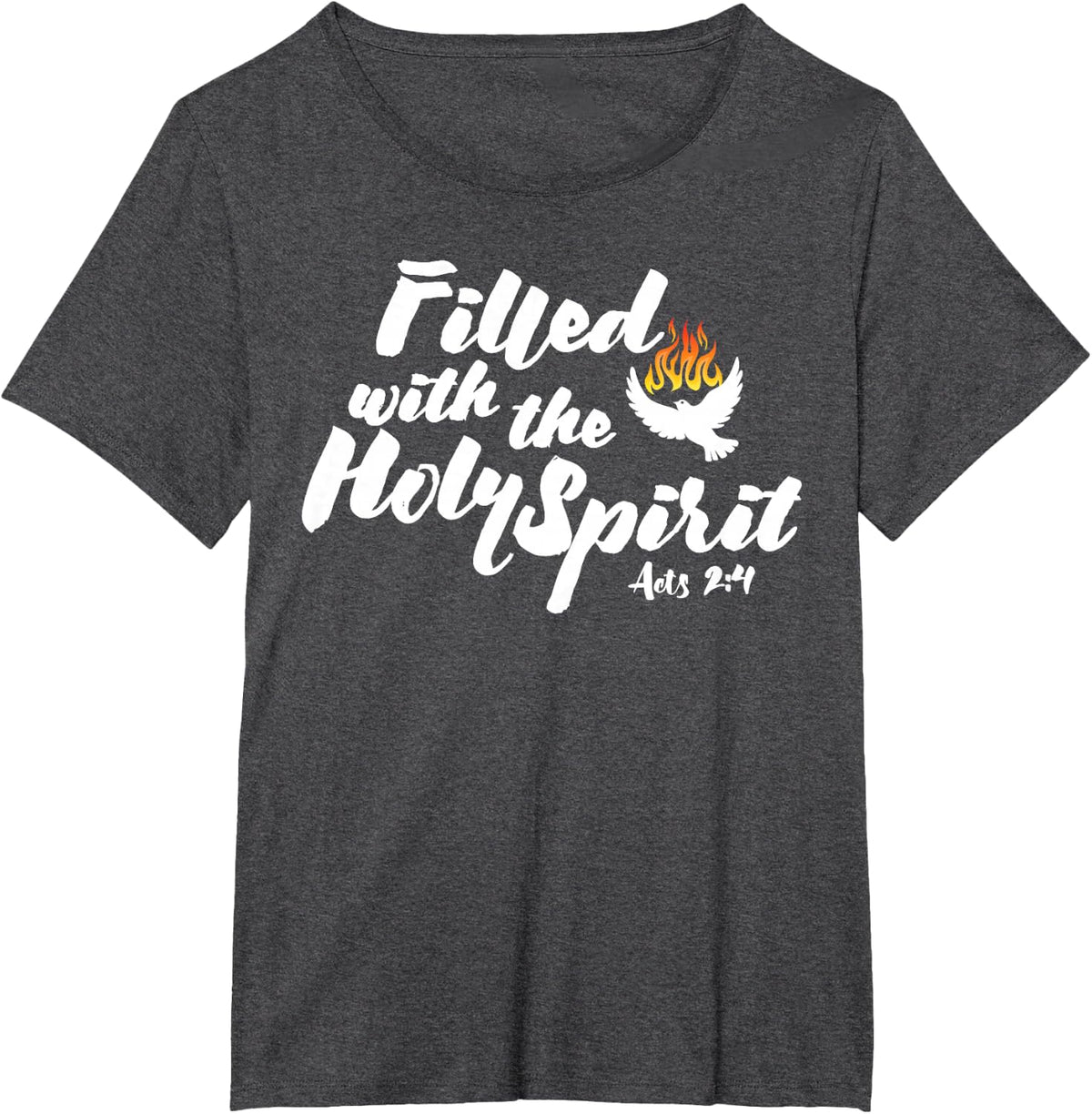 Tongues of Fire Flame Holy Spirit Acts 2 Pentecost Dove T-Shirt - Dark Heather Grey