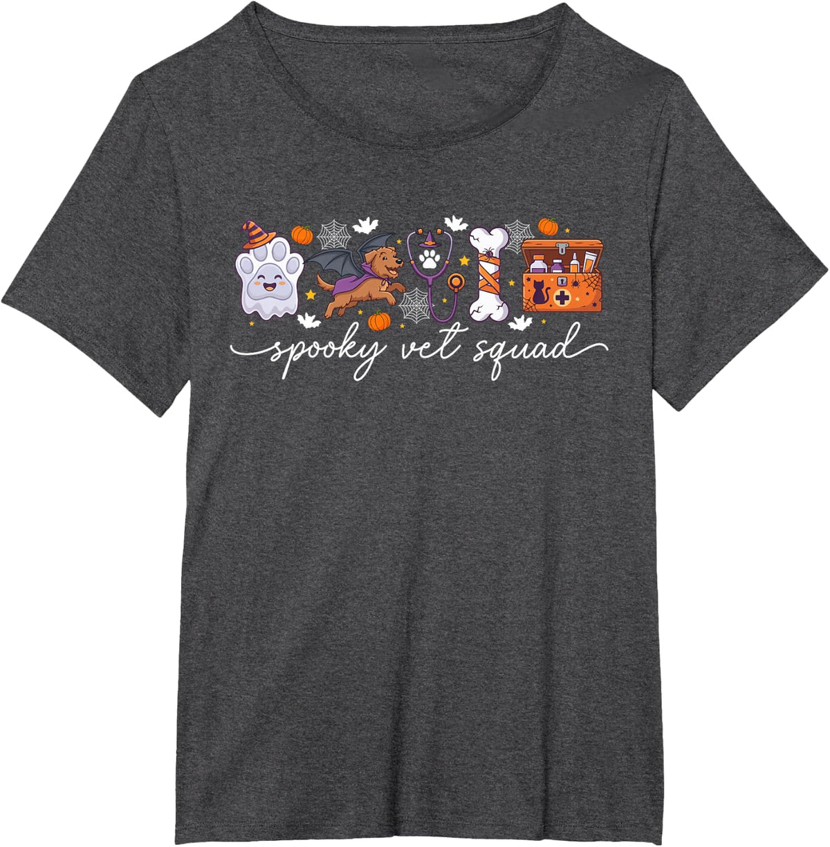 Spooky Vet Squad Veterinary Medicine Halloween Veterinarian T-Shirt - Dark Heather Grey