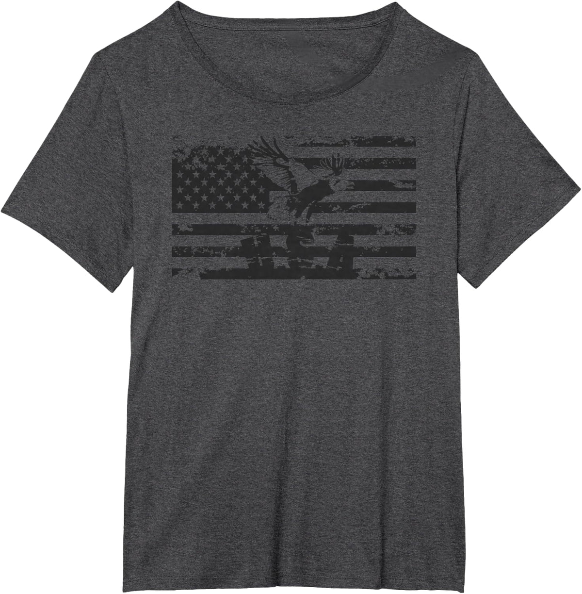 American Flag Eagle USA Patriot Military T-Shirt Men Women T-Shirt - Dark Heather Grey