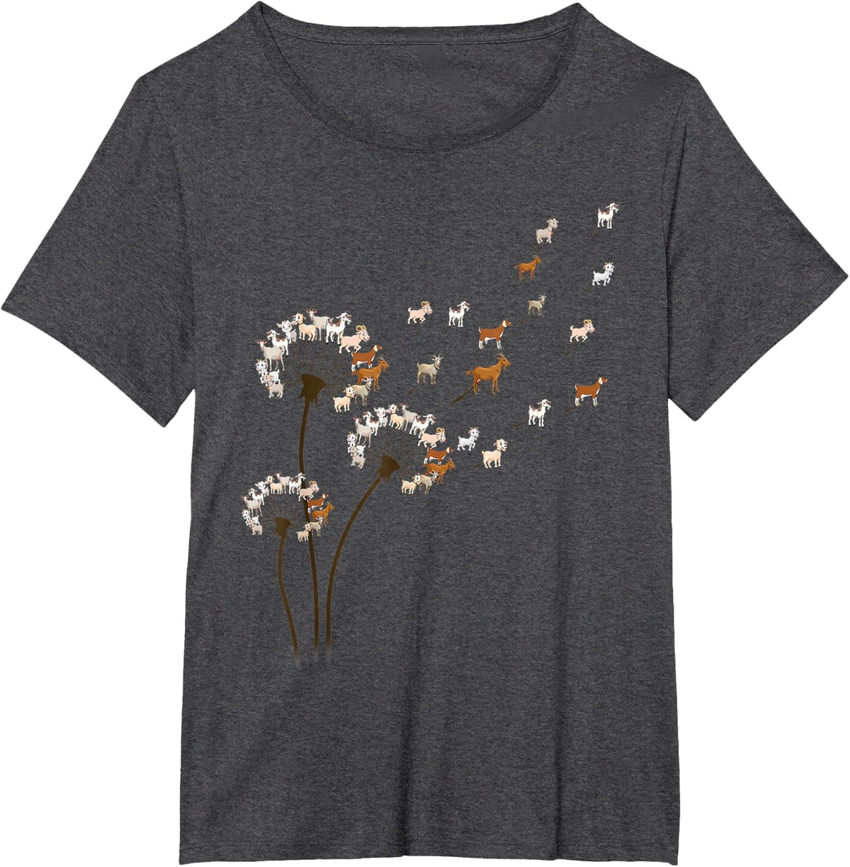 Goat Dandelion Flower Funny Animals Lovers Tee for Men Women T-Shirt - Dark Heather Grey