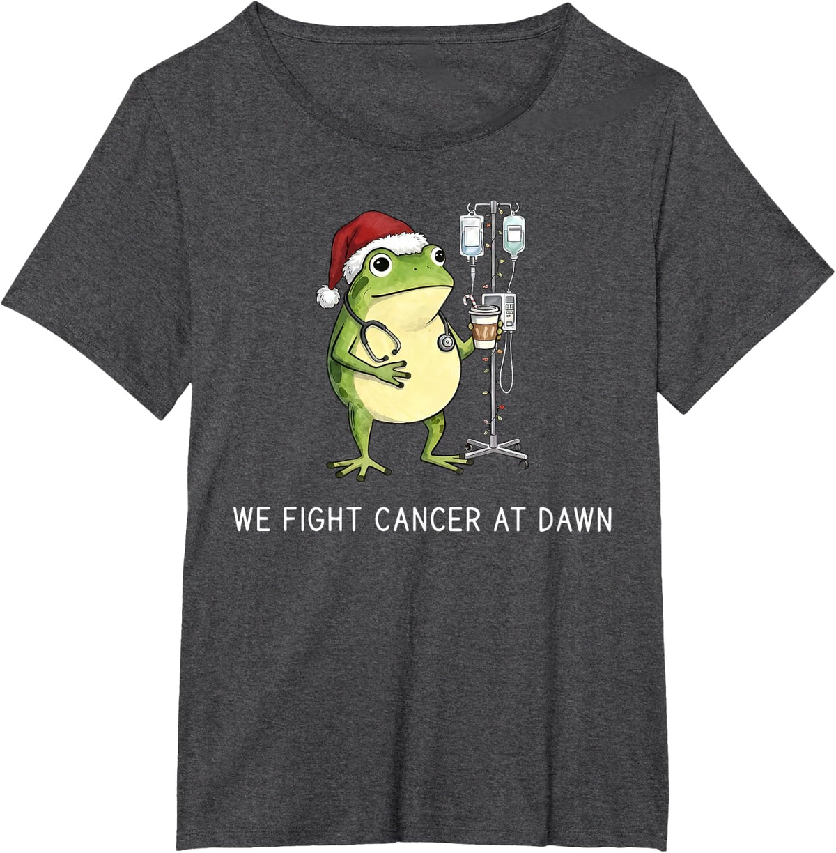 Oncology Nurse We Fight Cancer At Dawn Christmas Hematology T-Shirt - Dark Heather Grey