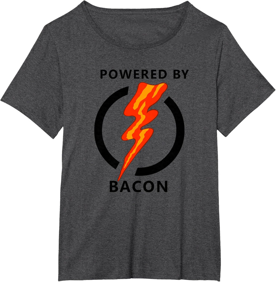 Funny Powered By Bacon T-Shirt for Kids and Toddlers Tees Gift - Dark Heather Grey