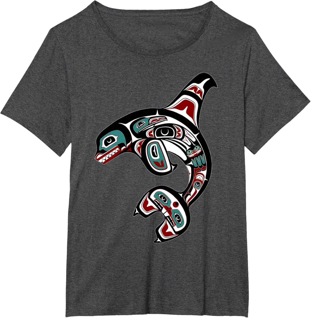 Orca Killer Whale Pacific Alaska Native American Indian Clan T-Shirt - Dark Heather Grey