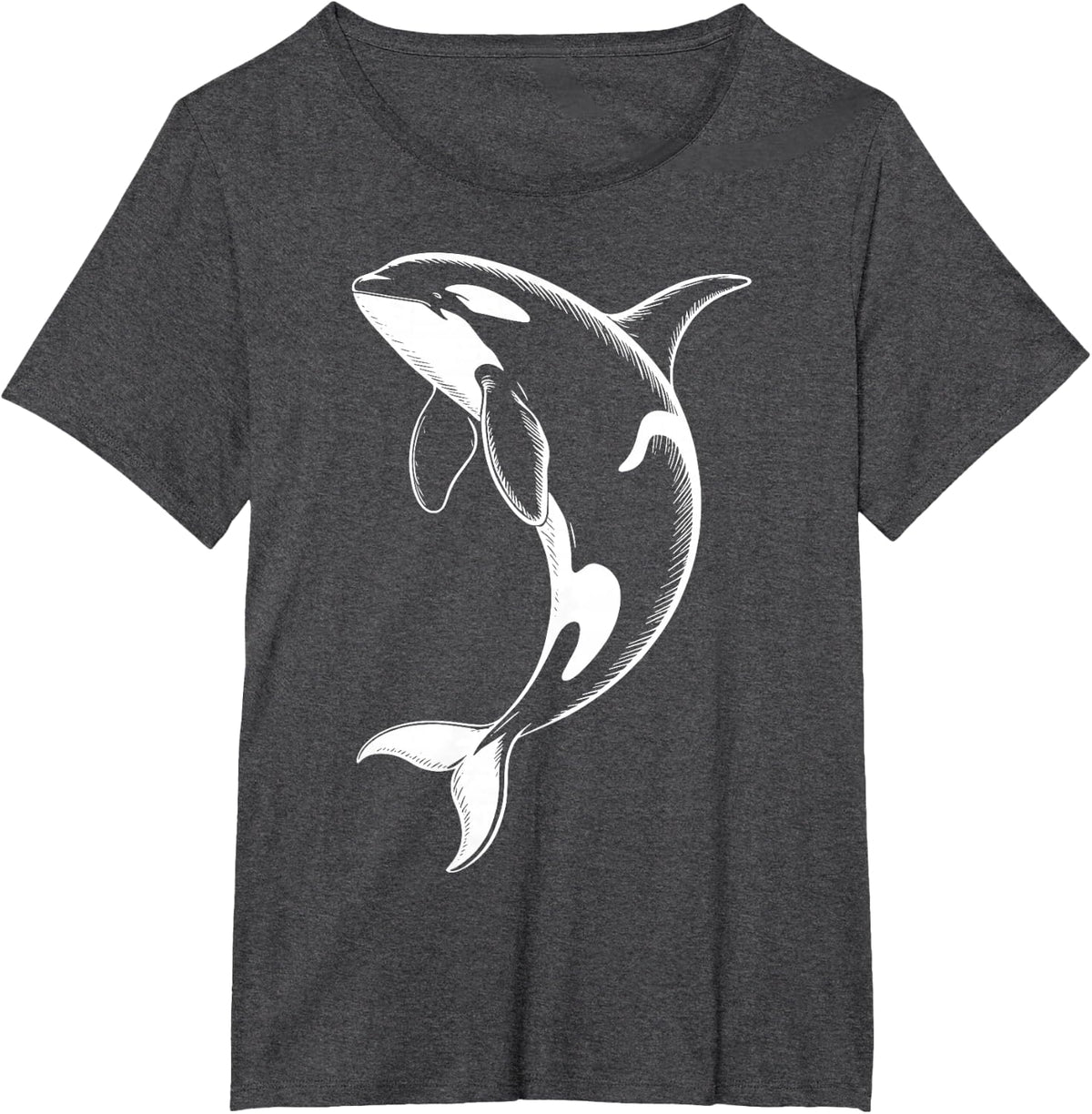Orca Whale Illustration Nature Illustration T-Shirt - Dark Heather Grey