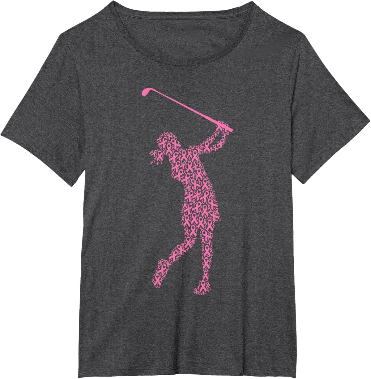Breast Cancer Awareness Pink Ribbon & Survivor - Golf Swing T-Shirt - Dark Heather Grey