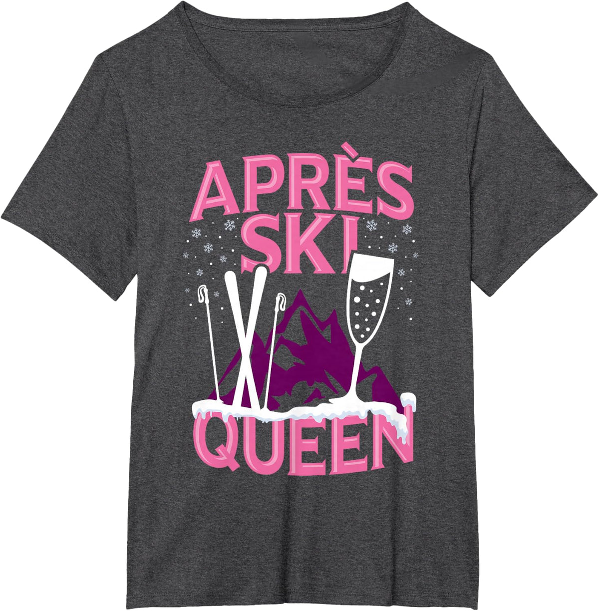 Funny Apres Ski Queen Skiing Winter Sports Party Fun T-Shirt - Dark Heather Grey