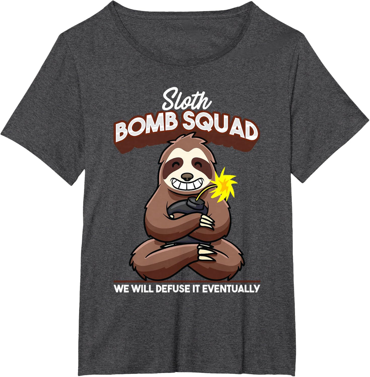 Funny Sloth Bomb Defusal Explosive Experts EOD T-Shirt - Dark Heather Grey