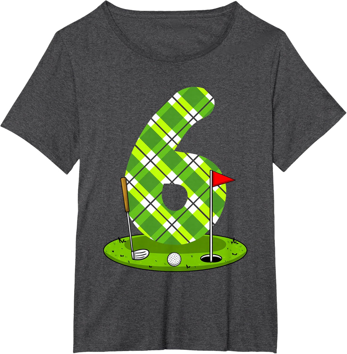 Golf Birthday Shirt For Kids 6th Birthday Party Golfer T-Shirt - Dark Heather Grey