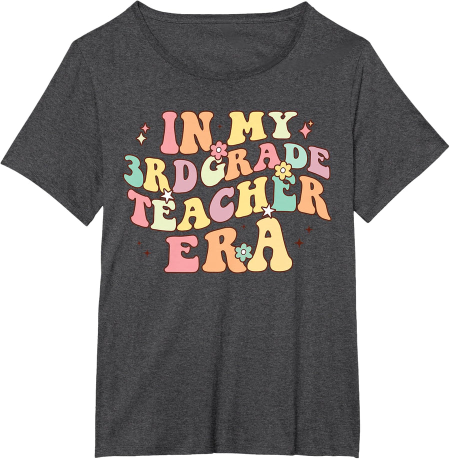 In My 3rd Grade Teacher Era Back To School Retro Teacher T-Shirt - Dark Heather Grey