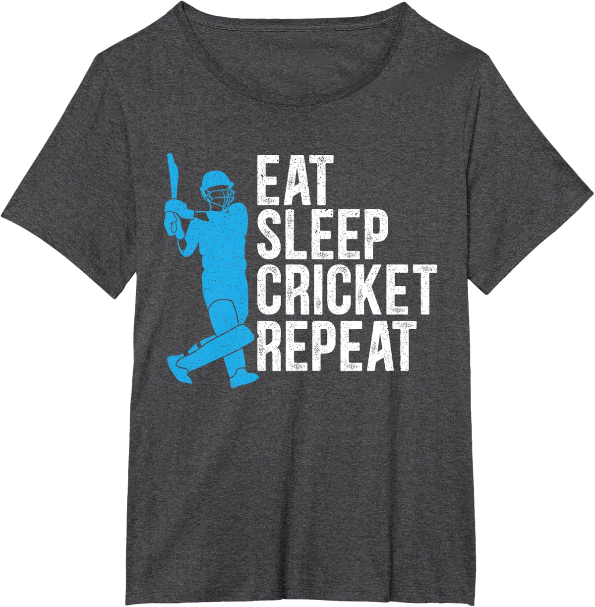 Eat Sleep Cricket Repeat Player Coach Bat Ball Game Sport T-Shirt - Dark Heather Grey