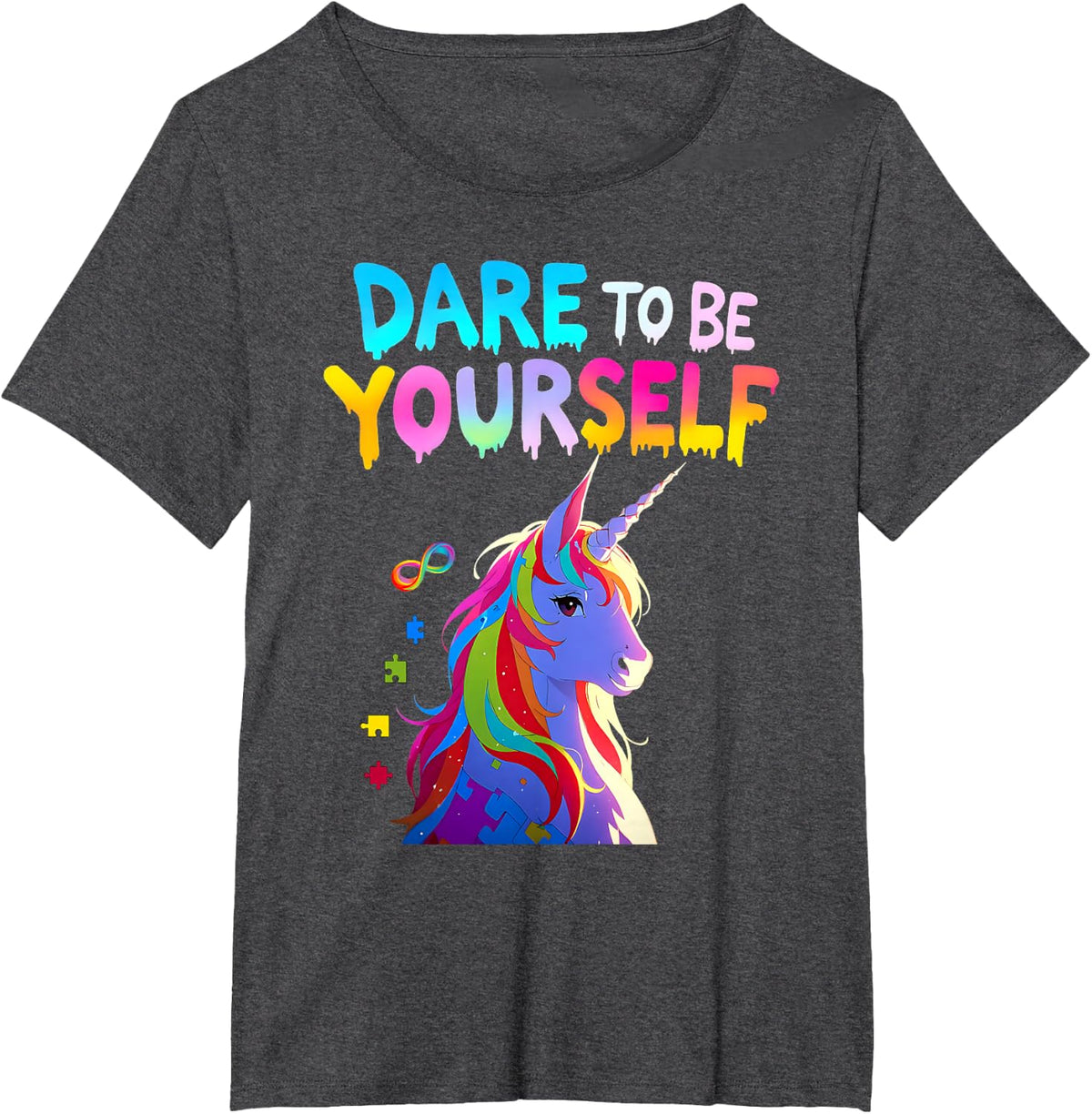 Unicorn Autism Awareness Acceptance Autistic Girl Gifts Kids T-Shirt - Dark Heather Grey