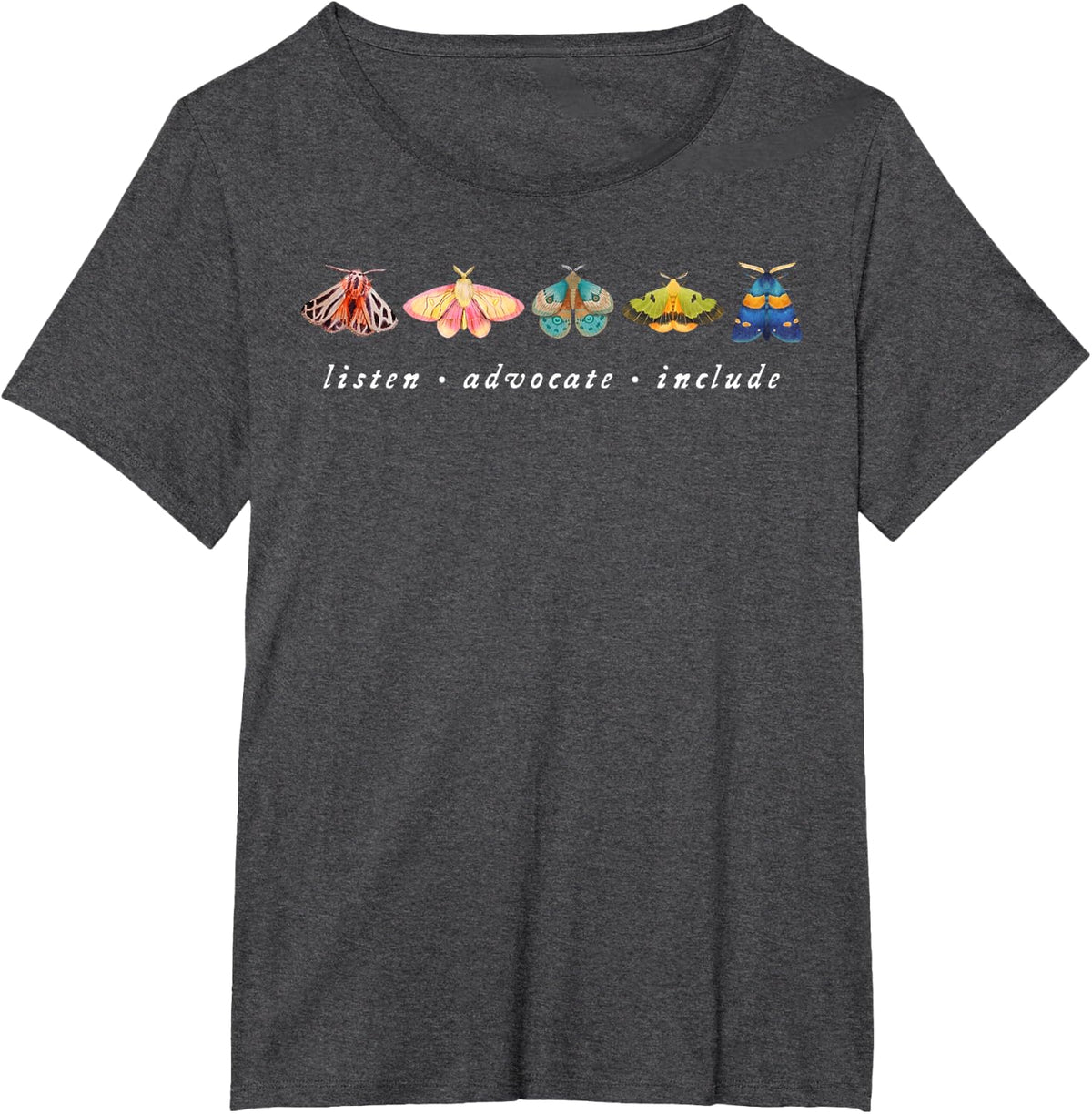Listen Advocate Include Butterfly SPED Teacher Neurodiverse T-Shirt - Dark Heather Grey