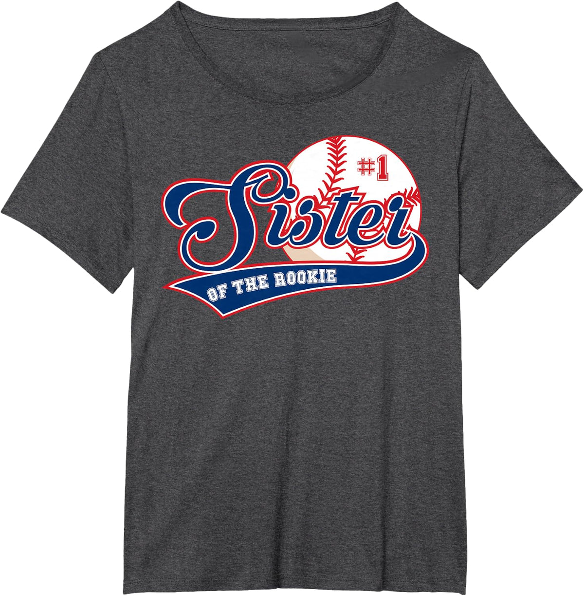 Sister of Rookie 1st Birthday Baseball Theme Matching Party T-Shirt - Dark Heather Grey