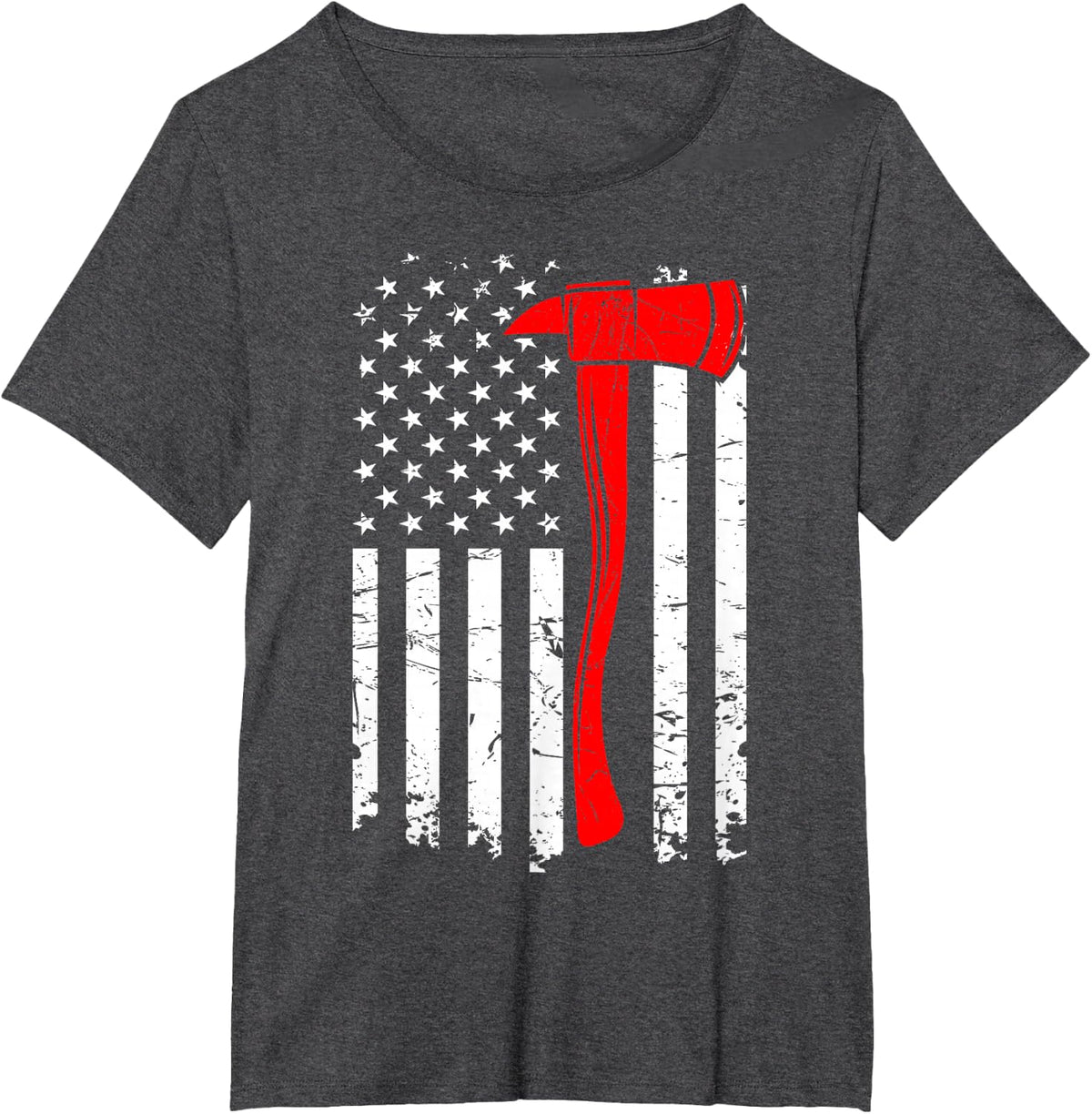 Firefighter Thin Red Line Fireman Firefighting Patriotic T-Shirt - Dark Heather Grey