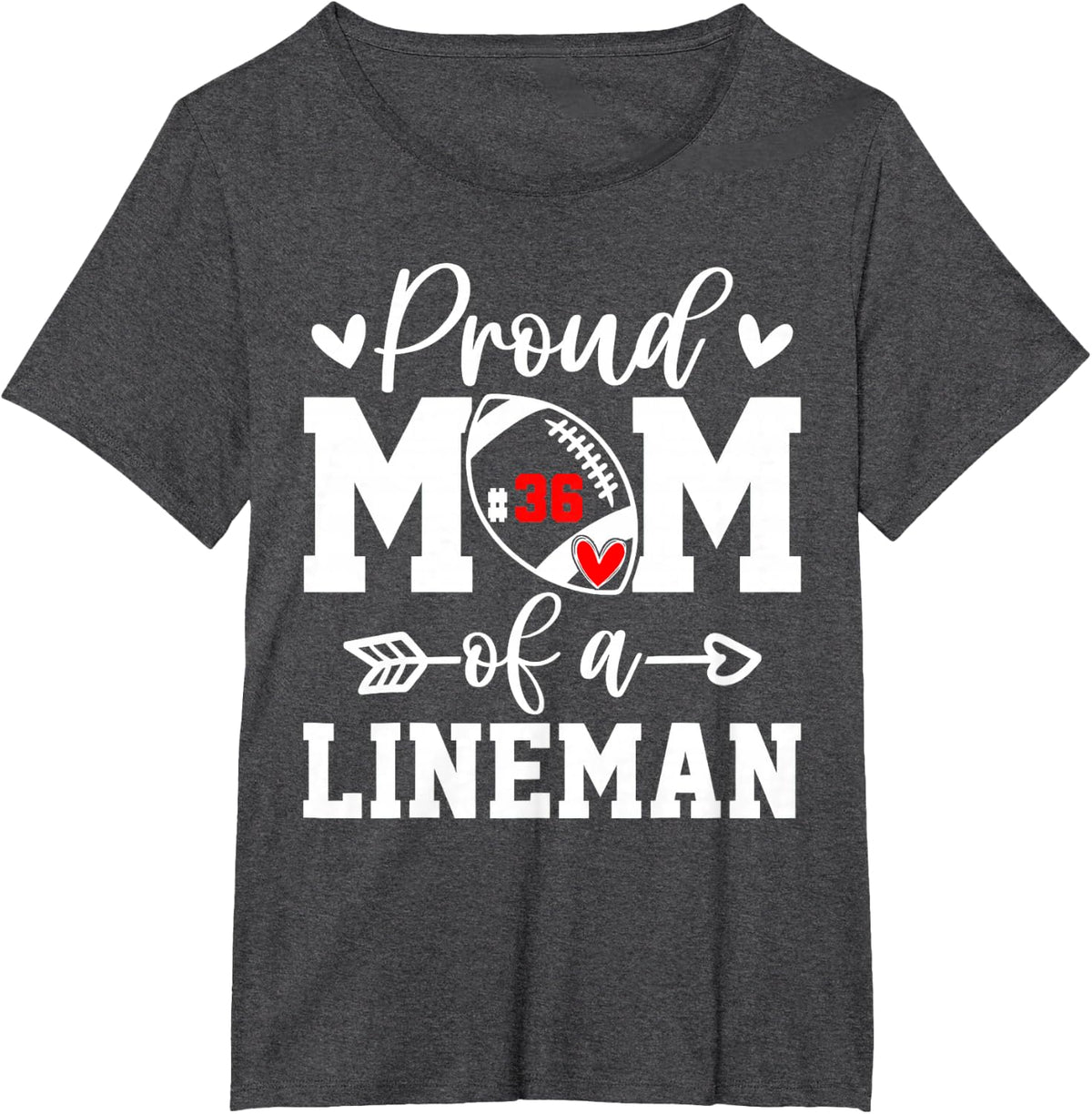 Jersey Number 36 Proud Mom Football Lineman Player T-Shirt - Dark Heather Grey