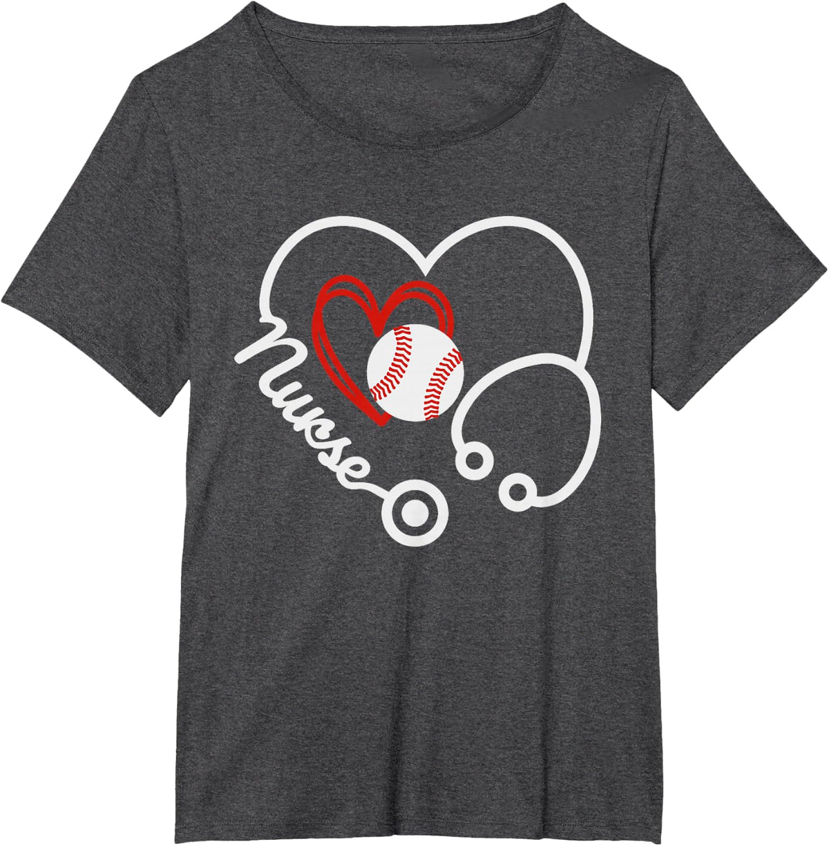 Nurses Love Baseball T-Shirt Tee for Nurse Appreciation Cute Shirts Fun Nursing Tees - Dark Heather Grey