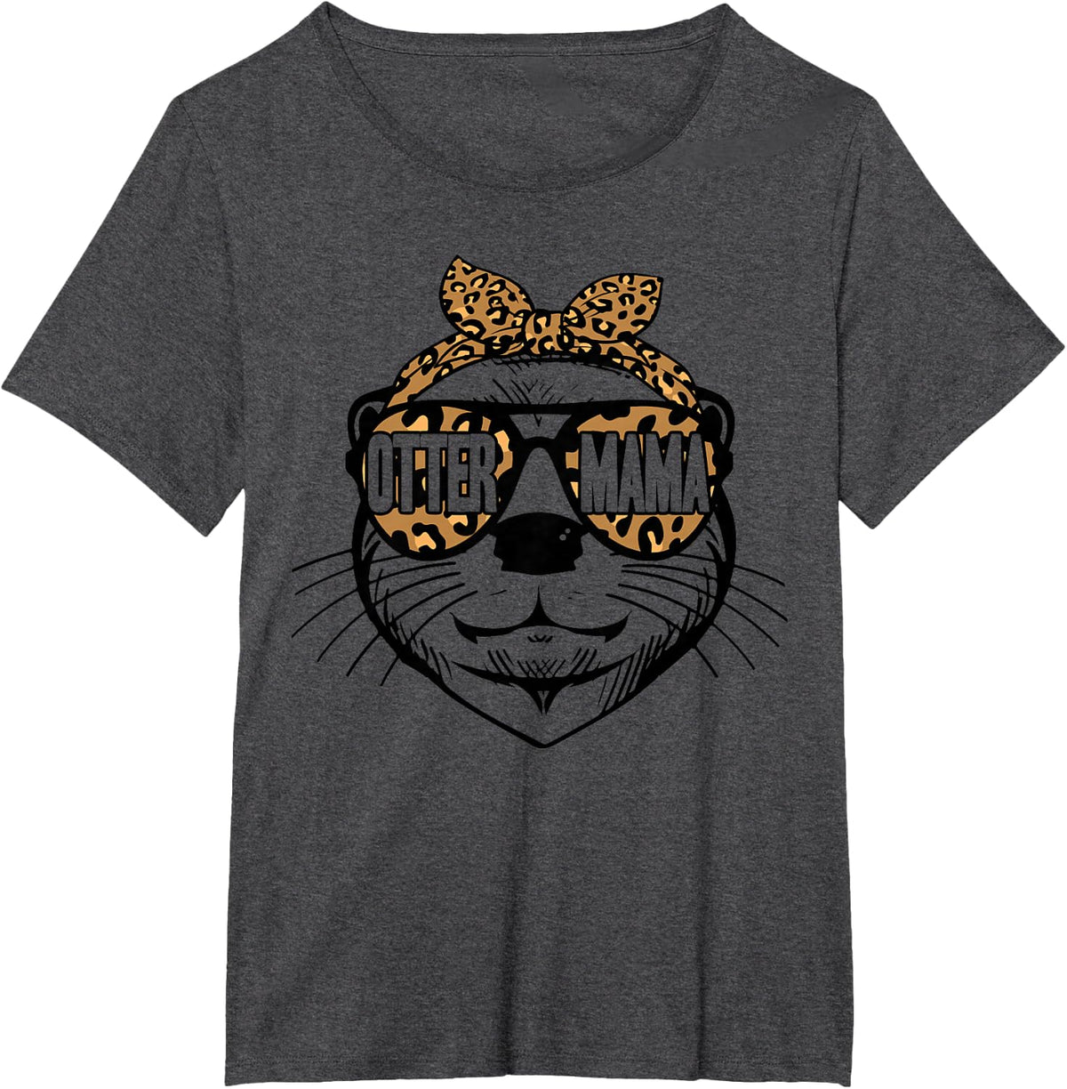 Womens Otter Mom Cute Leopard Otter Mama Mothers Day T-Shirt - Dark Heather Grey