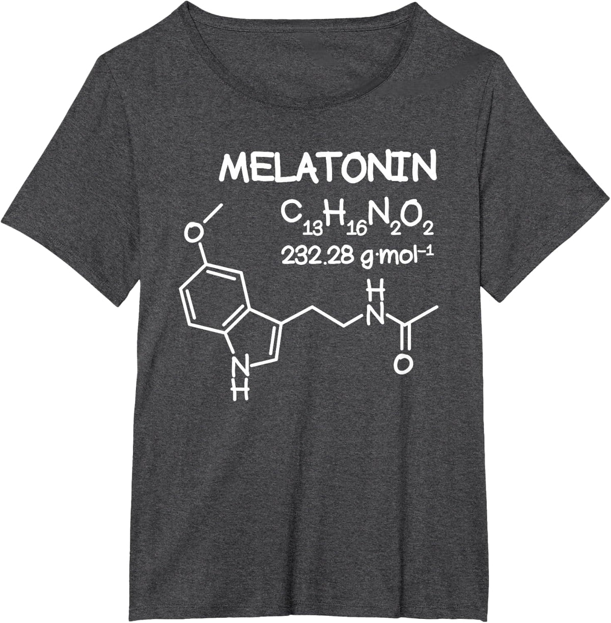 Melatonin Molecule Structure T-Shirt Funny Sleep Tees for Men Women Science Chemistry Shirts - Dark Heather Grey