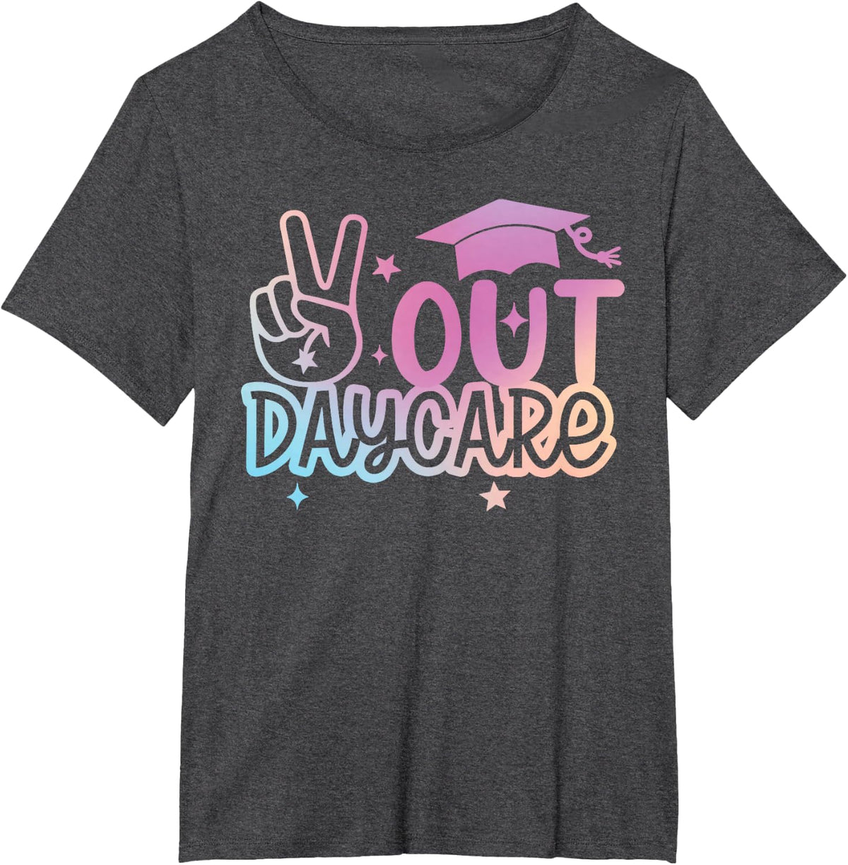 Peace Out Daycare Happy Last Day Of School Tie Dye T-Shirt - Dark Heather Grey