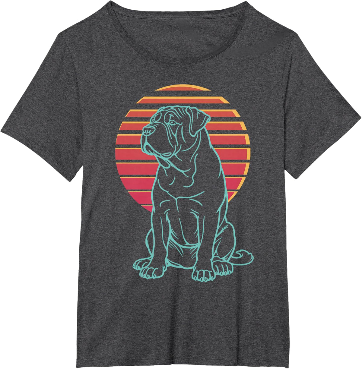 English Mastiff Lover Dog Owner Retro Synthwave 80s T-Shirt - Dark Heather Grey