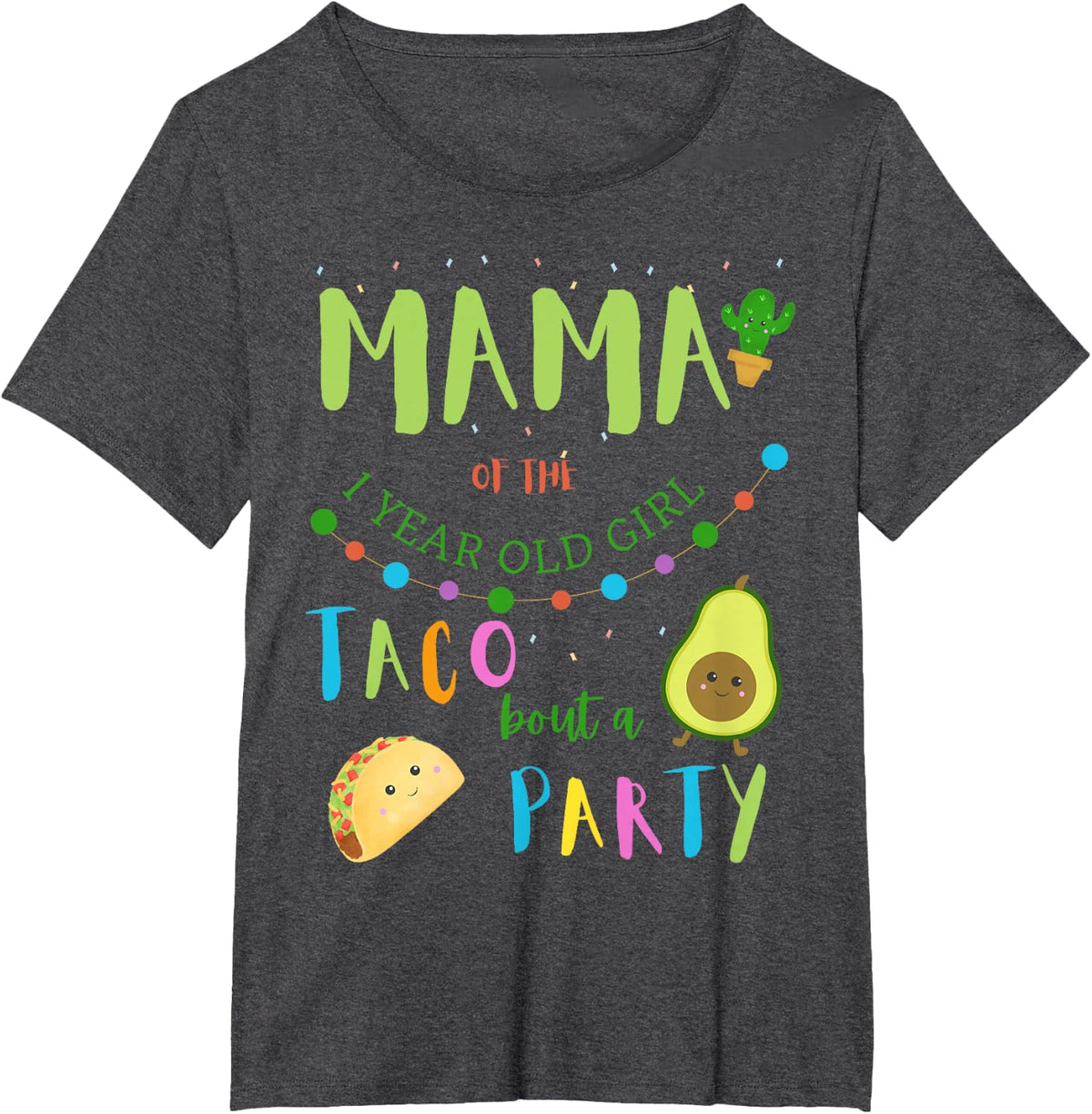 Mama Mom 1st Birthday Taco Bout A Party Family Matching T-Shirt - Dark Heather Grey