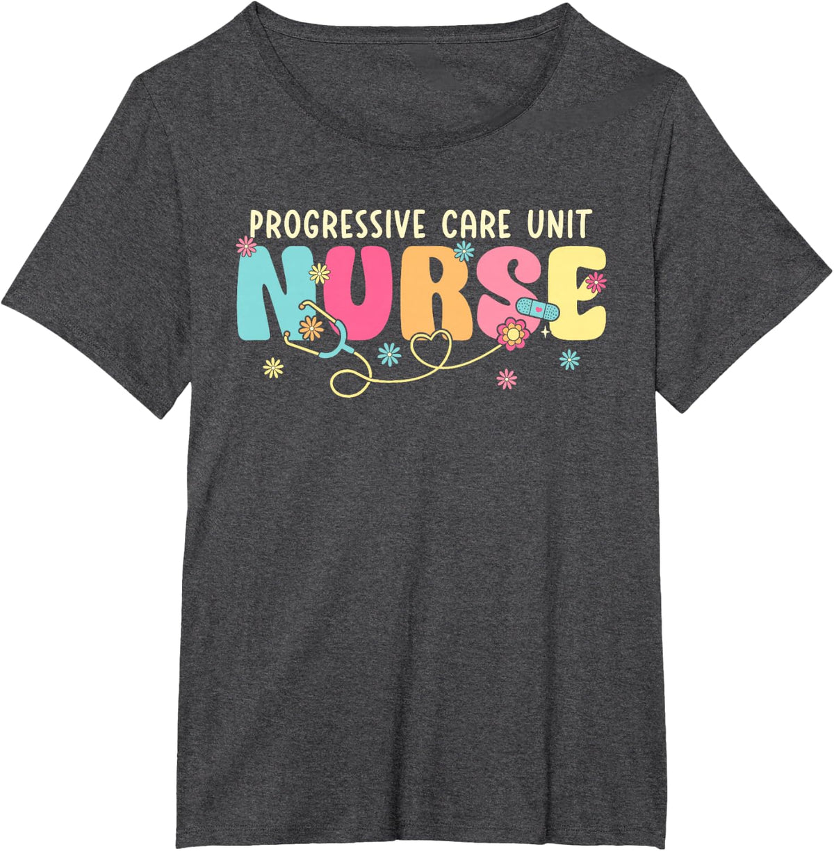 Progressive Care Unit Groovy PCU Nurse Emergency Room Nurse T-Shirt Tee - Dark Heather Grey