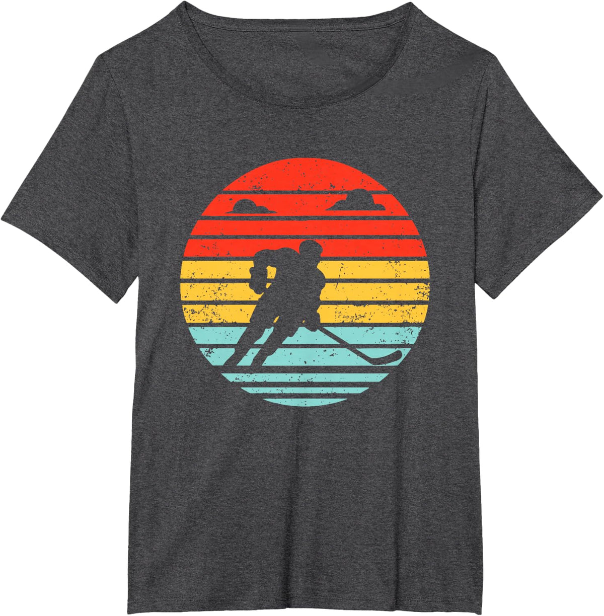 Ice Hockey Retro Hockey Player T-Shirt - Dark Heather Grey