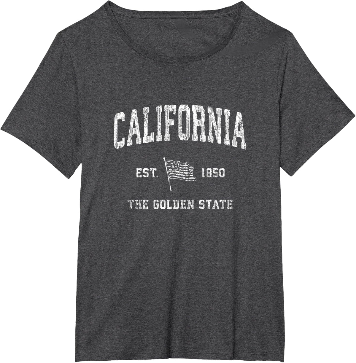California CA T-Shirt Vintage US Flag Sports Design Tee T-Shirt - Dark Heather Grey