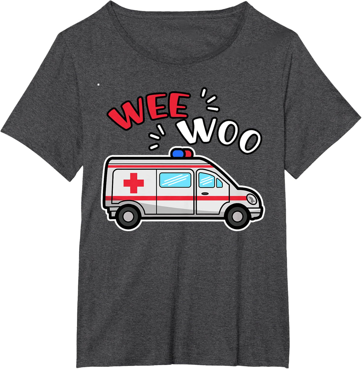 Wee Woo EMT Ambulance Responder Emergency Medical Technician T-Shirt - Dark Heather Grey