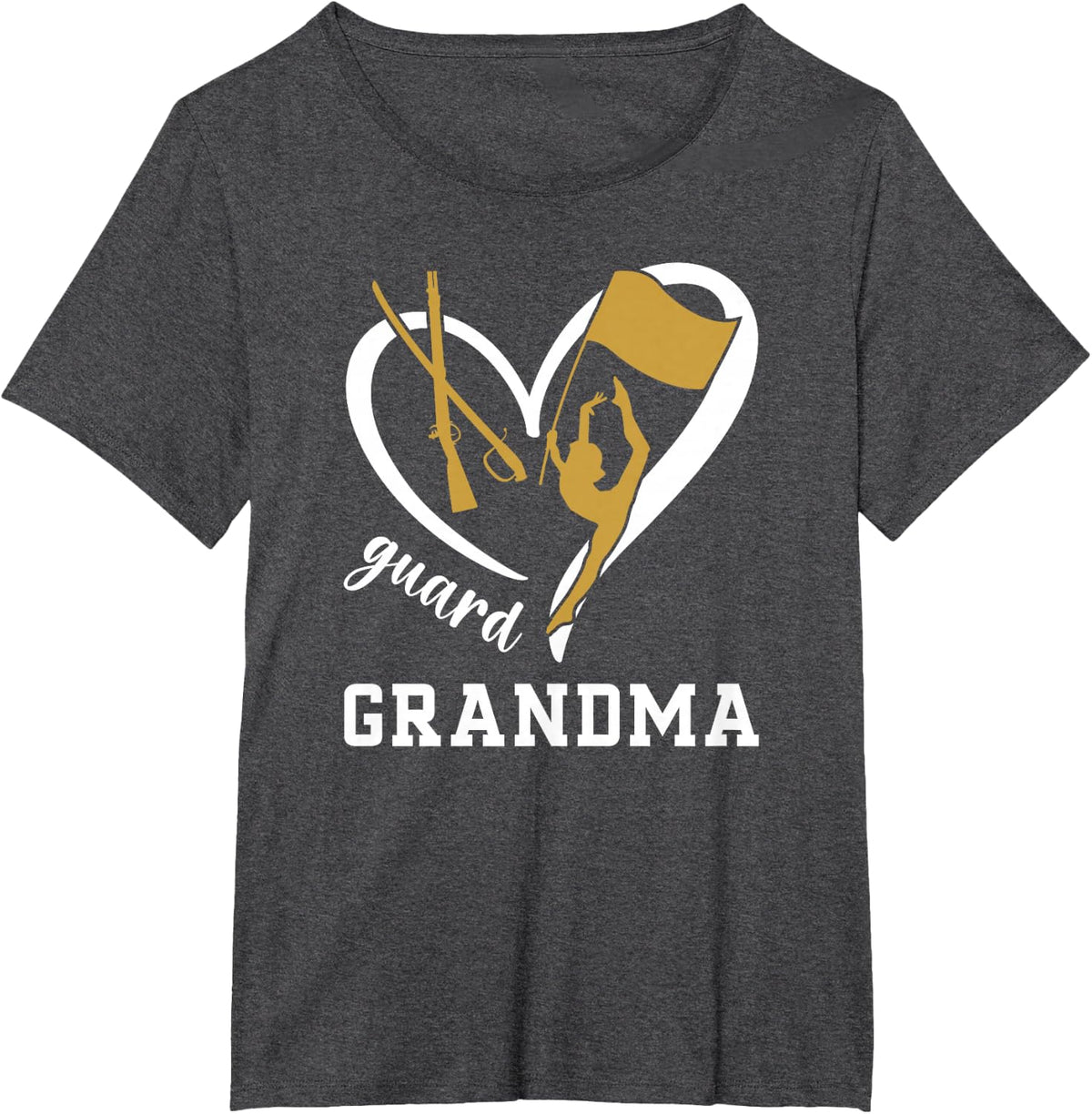 Color Guard Grandma Heart Grandma Of A Color Guard Member T-Shirt - Dark Heather Grey