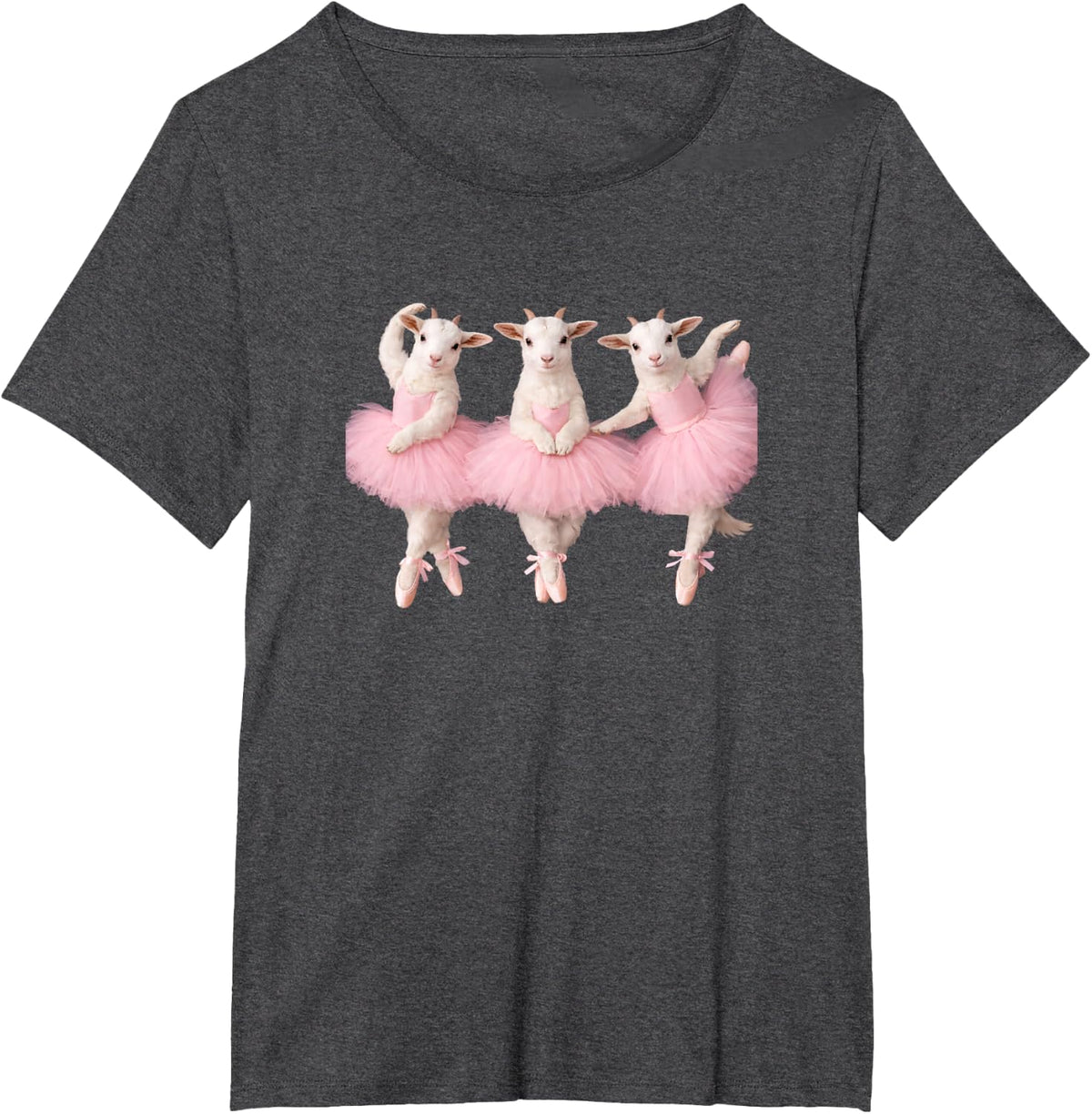 Funny Goat Ballet Dancer Mom Ballerina Cute Goat Graphic T-Shirt - Dark Heather Grey