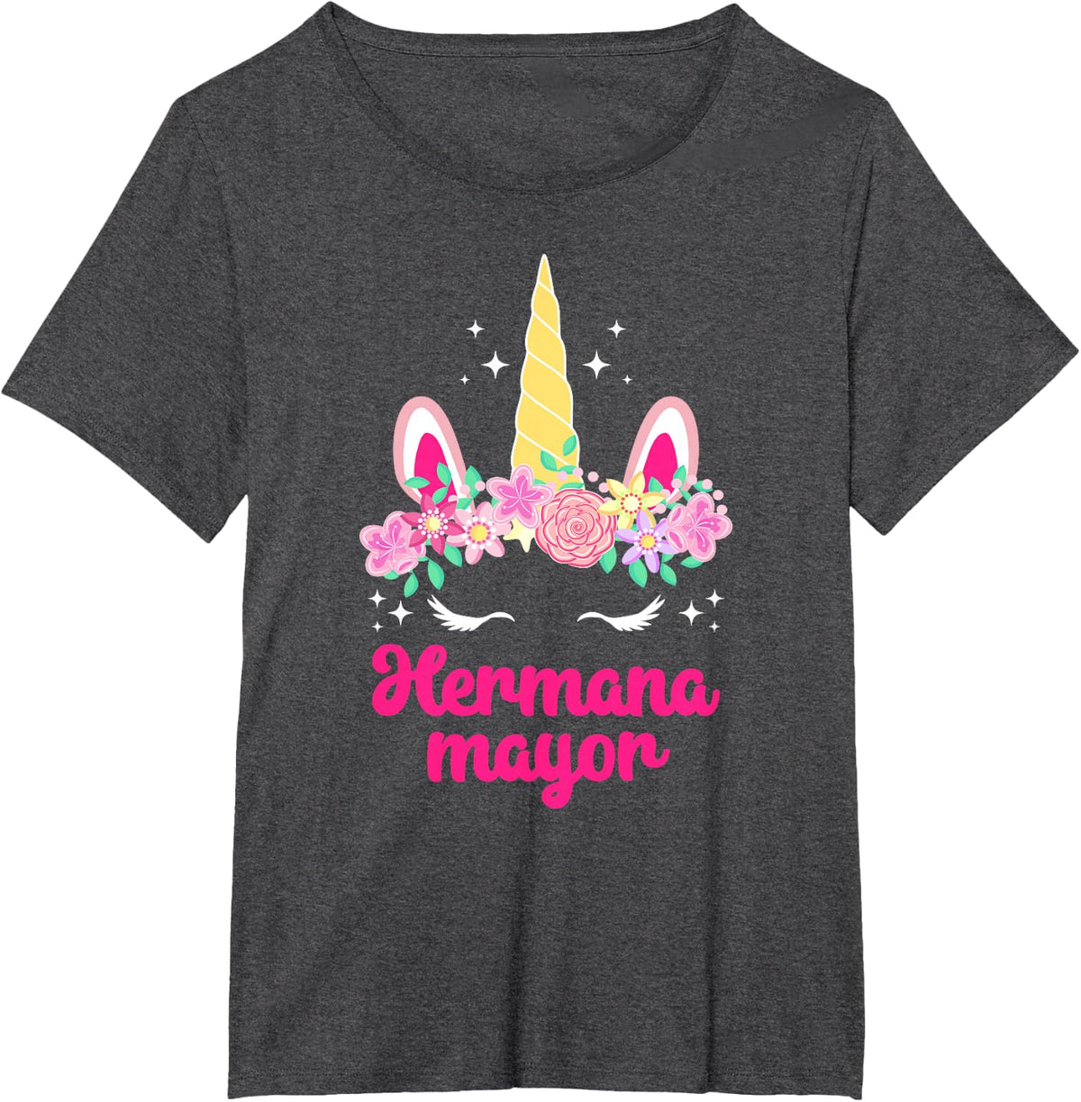 Hermana Mayor Promovida A Hermana Mayor Unicorn T-Shirt - Dark Heather Grey