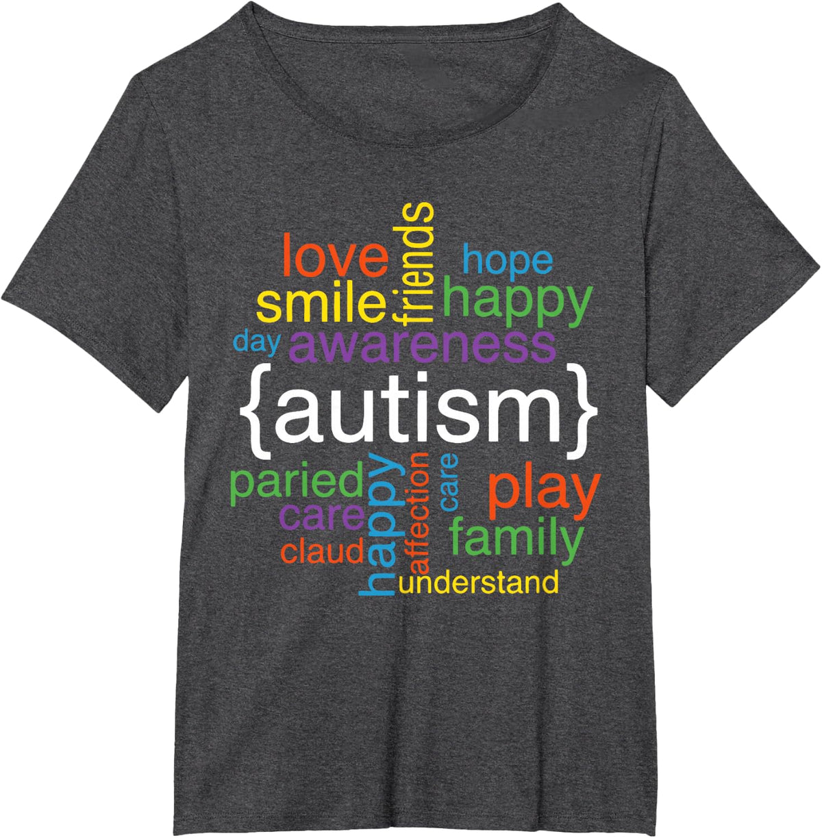 Positive Autism Awareness Support Autistic Neurodiversity T-Shirt - Dark Heather Grey