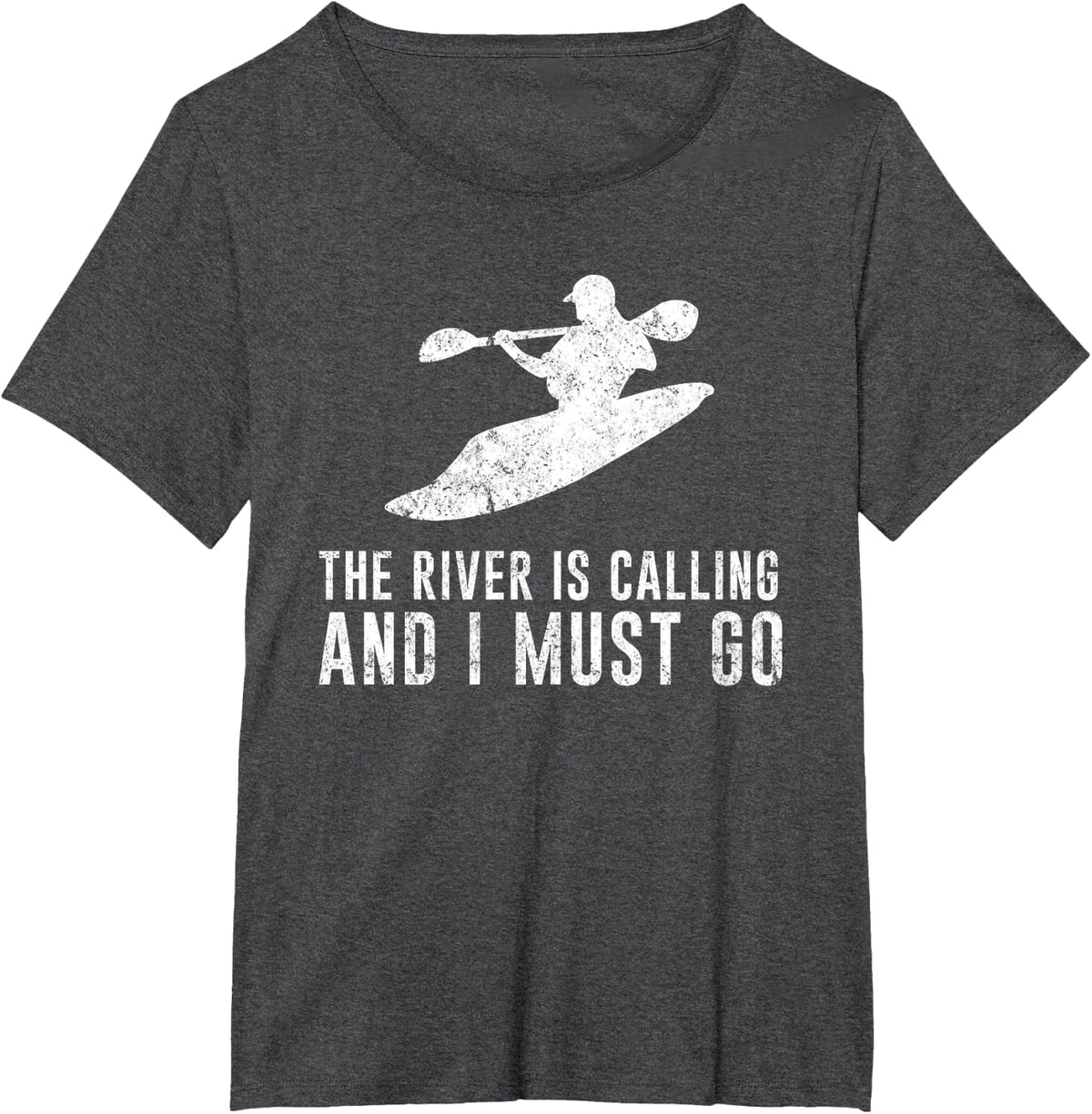 Whitewater Kayaking Tshirt - The River is Calling T-Shirt - Dark Heather Grey