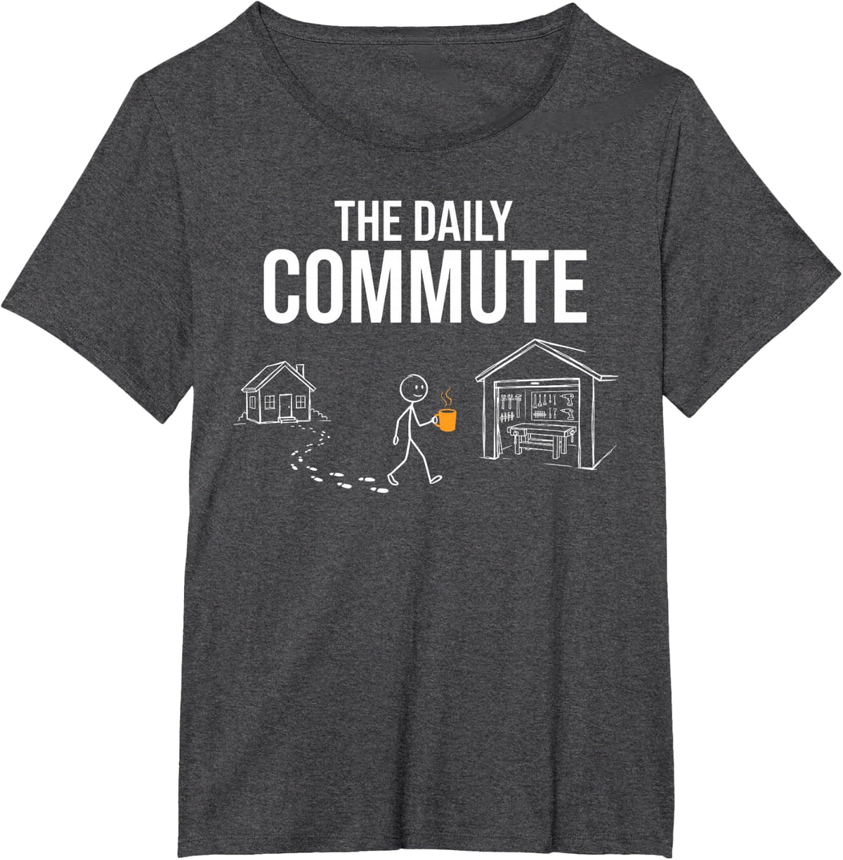 The Daily Commute Funny Woodworker Carpenter Humor T-Shirt - Dark Heather Grey