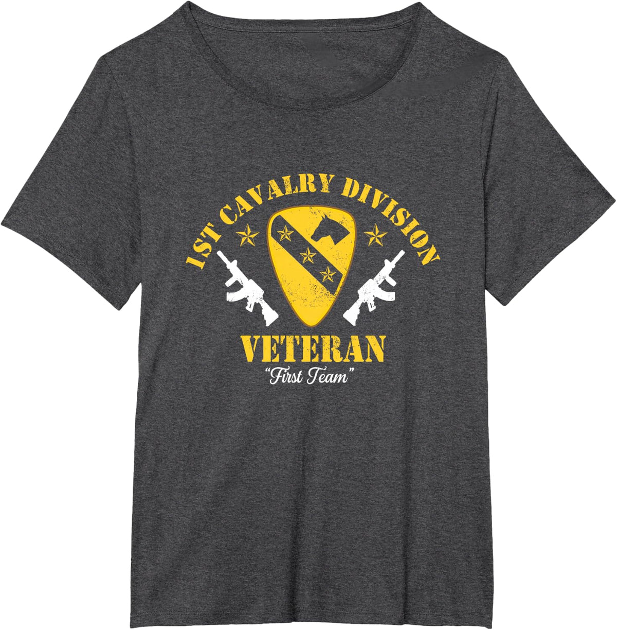 Vintage 1st Cavalry Division Veteran Patriotic Veterans Day T-Shirt - Dark Heather Grey