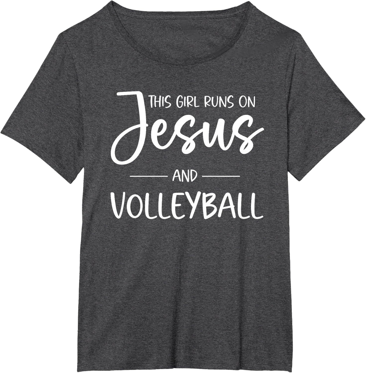 Christian Volleyball Teen Girls Jesus & Volleyball T-Shirt - Dark Heather Grey
