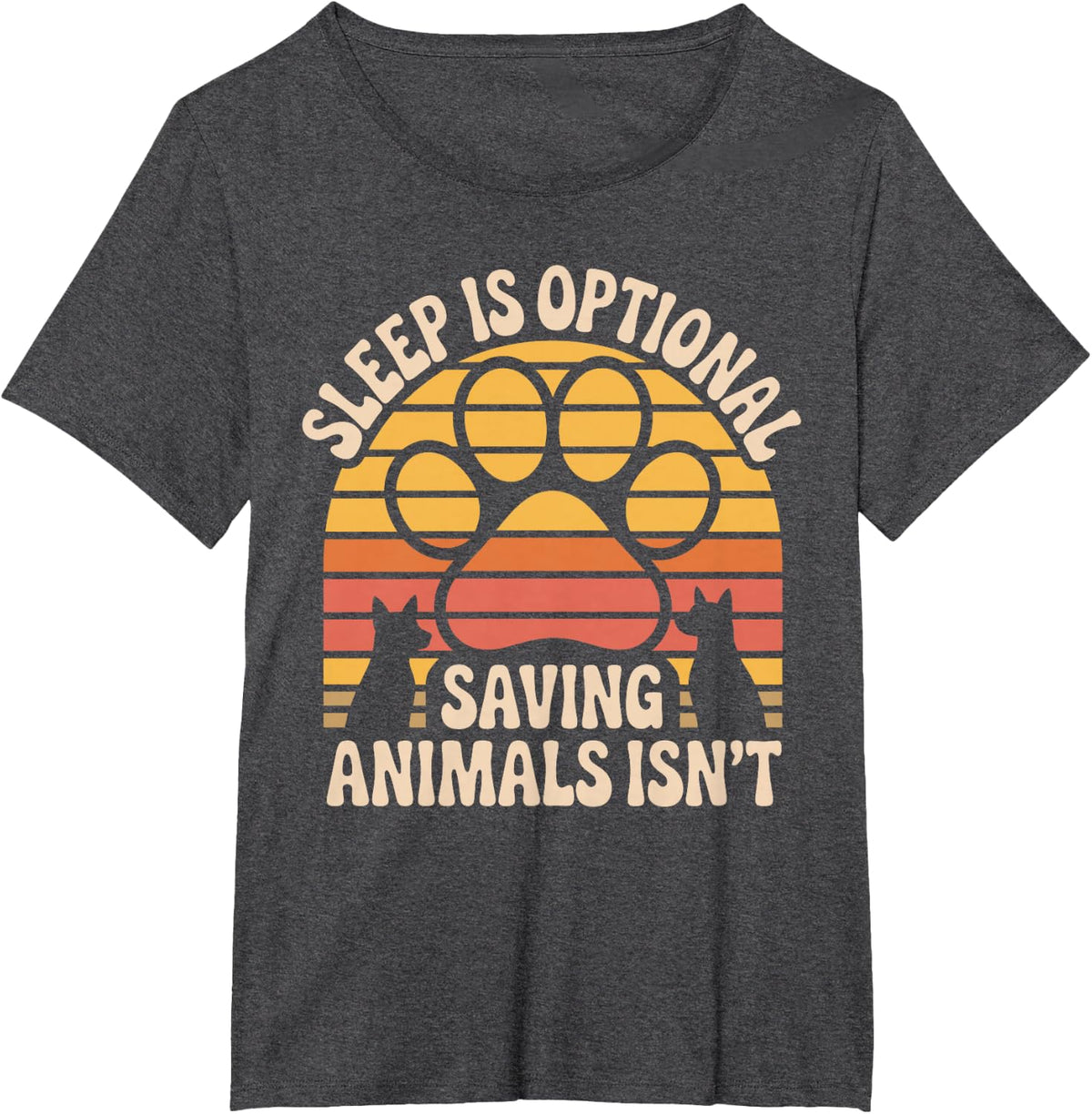 Sleep is Optional Saving Animals Isn't Veterinarian T-Shirt - Dark Heather Grey
