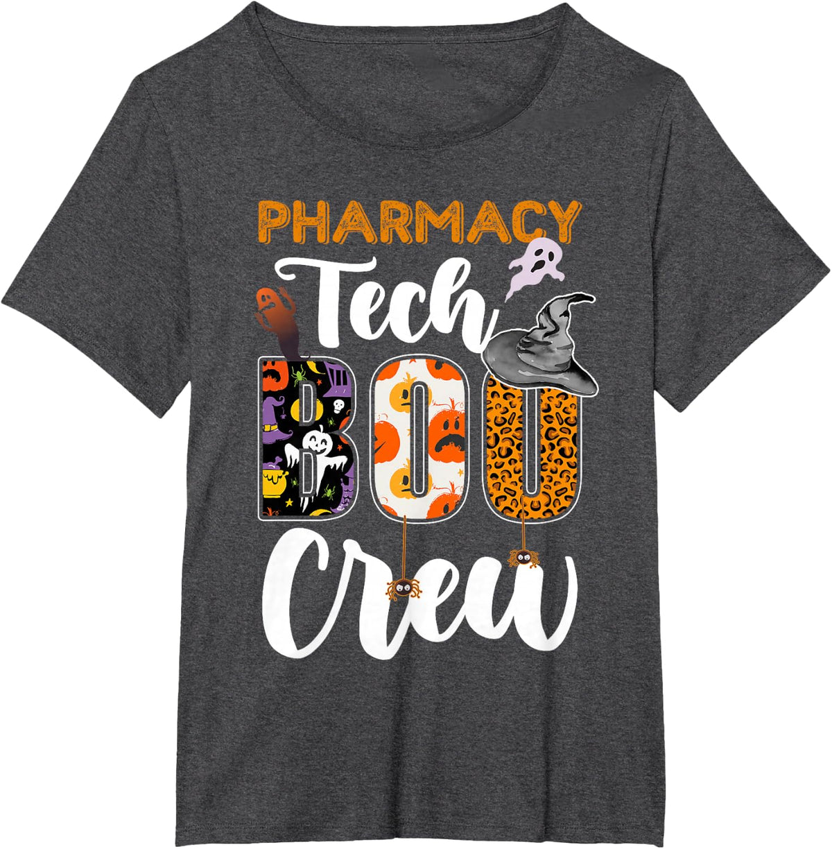 Pharmacy Tech Boo Crew Halloween Costume Matching T-Shirt - Dark Heather Grey