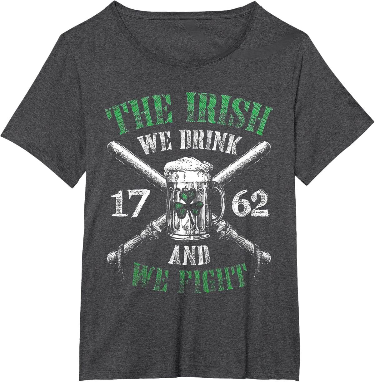 The Irish We Drink And We Fight 1762 Beer Shamrock T-Shirt - Dark Heather Grey