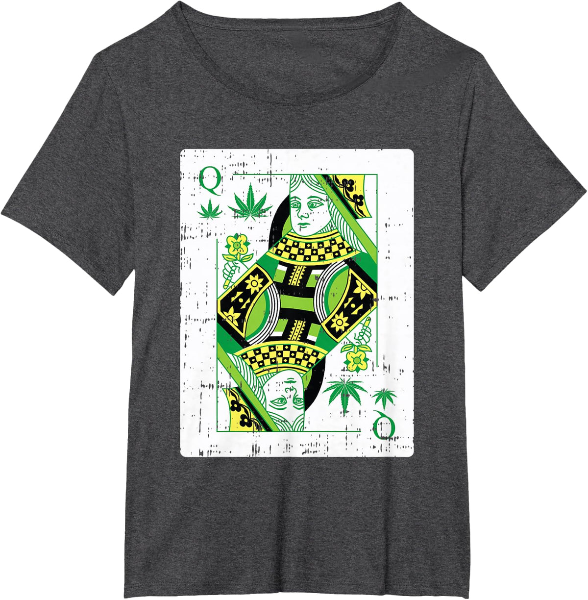 Queen Of Weed Playing Card Marijuana Cool Pot Smoker Gifts T-Shirt - Dark Heather Grey
