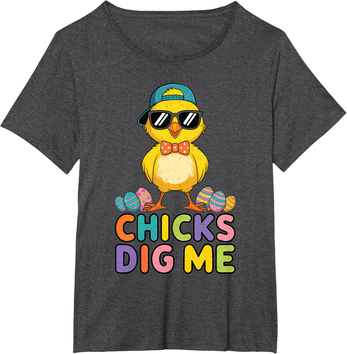 Happy Easter Day Chicks Dig Me Cute Easter Kids Boys Men T-Shirt - Dark Heather Grey