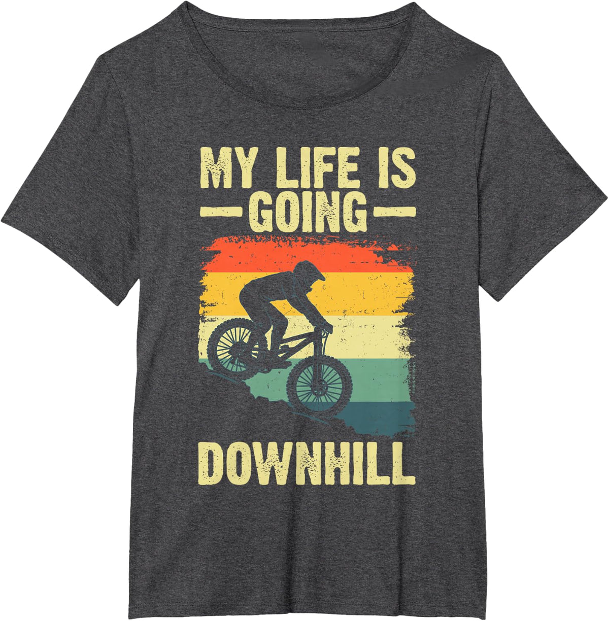 Downhill Mountain Bike Art for Men Women MTB Mountainbike T-Shirt - Dark Heather Grey