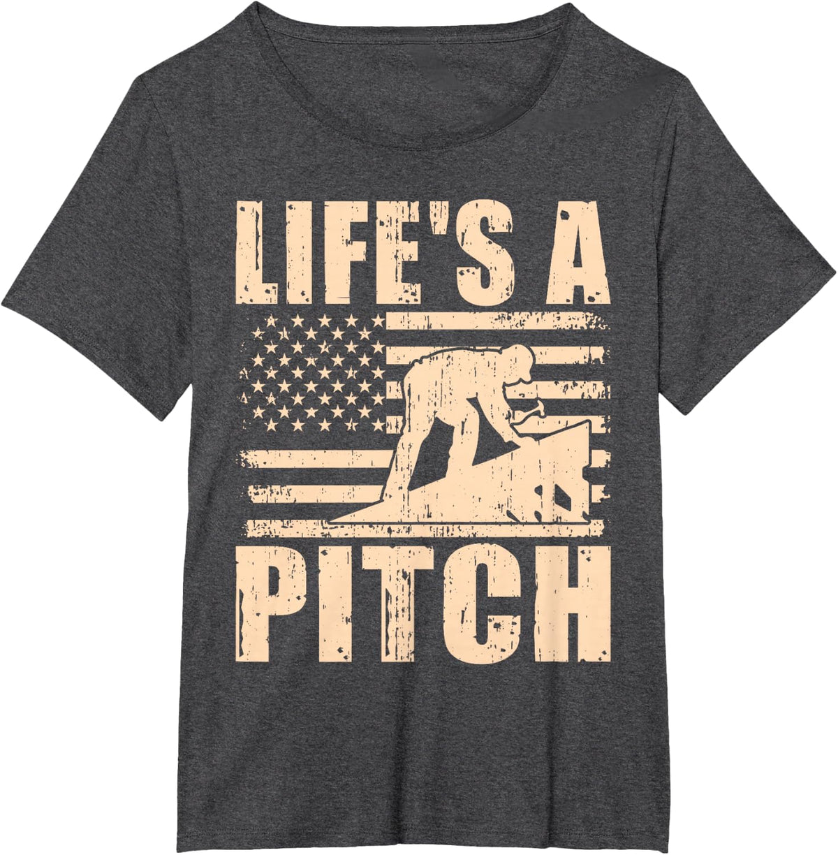 Lifes a Pitch Roofing T-Shirt - Dark Heather Grey