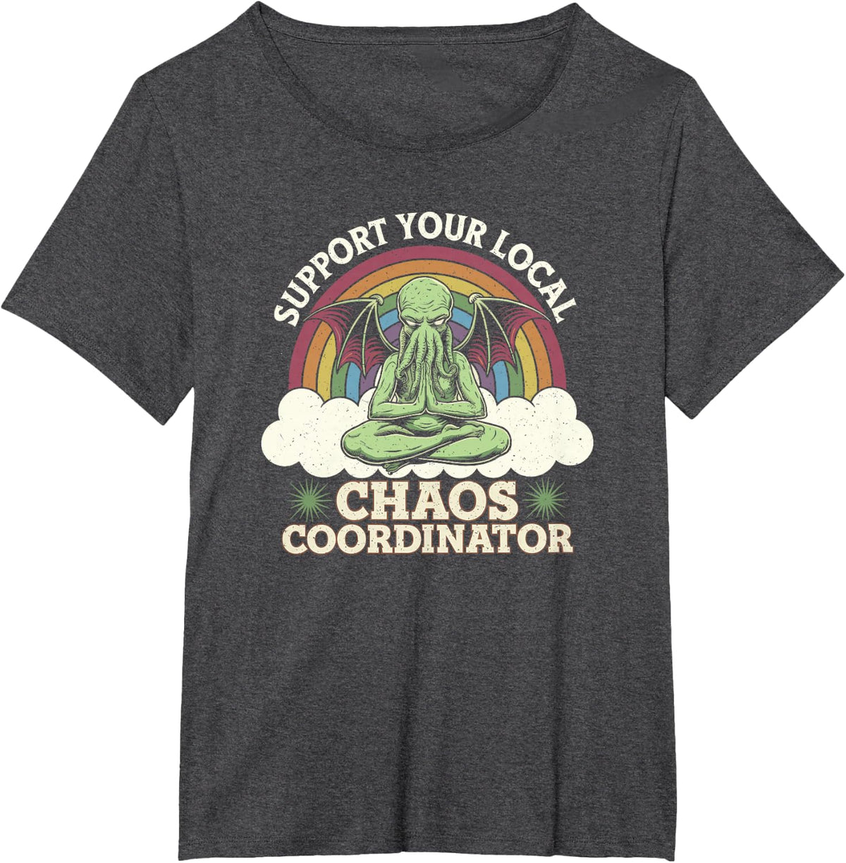 Cthulhu Chaos Coordinator, Retro Cthulhu T-Shirt - Dark Heather Grey
