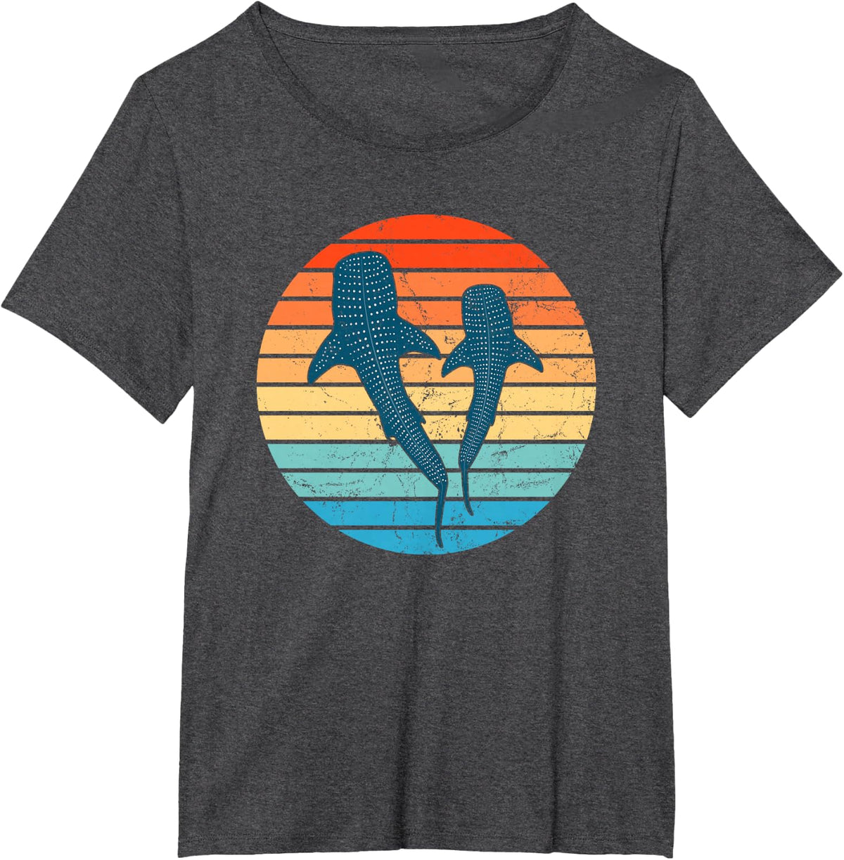 Whale Shark Vintage Sunset T-Shirt - Dark Heather Grey