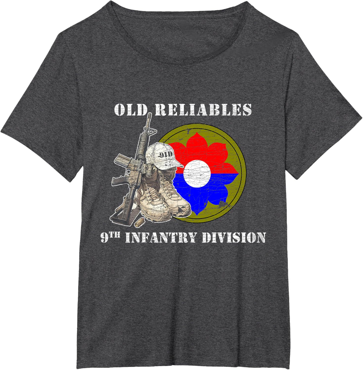 9th Infantry Division 9th ID Old Reliables Fort Lewis Gifts T-Shirt - Dark Heather Grey