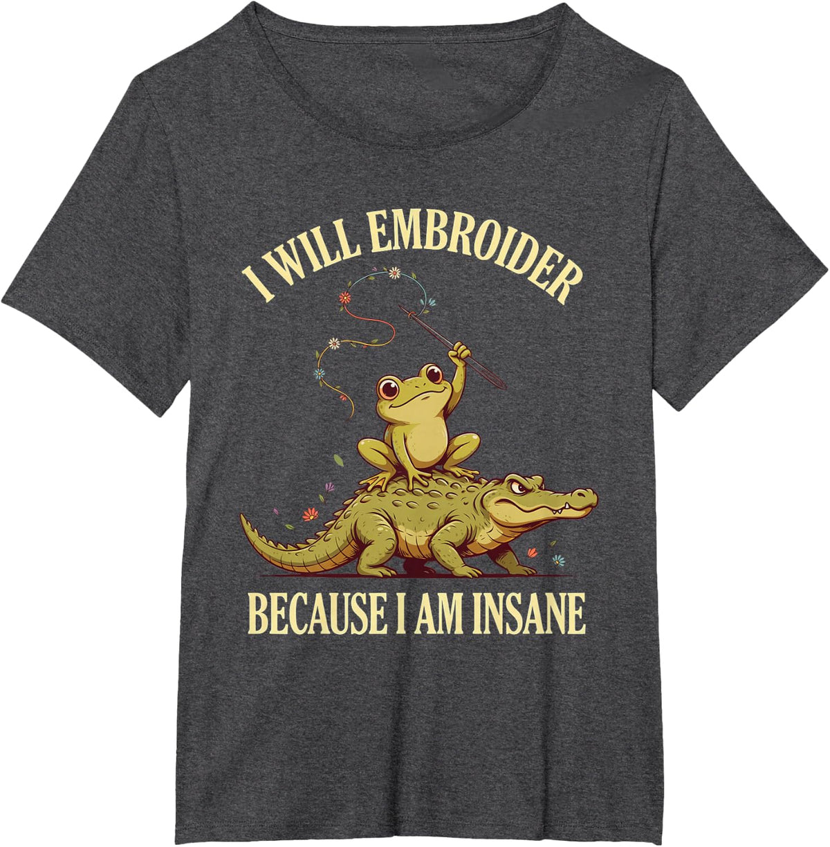 Embroidery Art Hand Embroiderer Embroider T-Shirt - Dark Heather Grey
