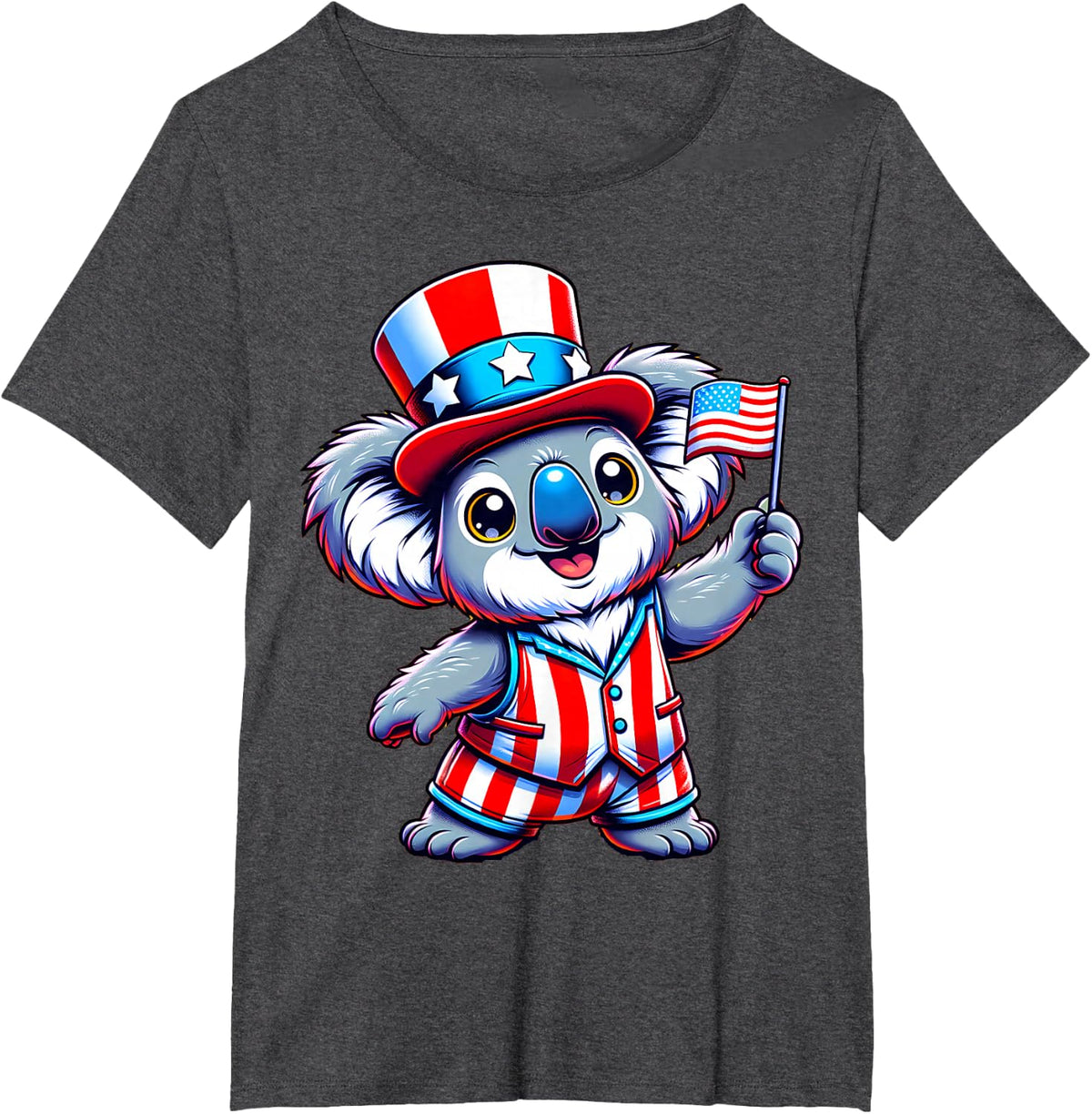 Koala Happy 4th of July Independence Day Men Women Kids T-Shirt - Dark Heather Grey