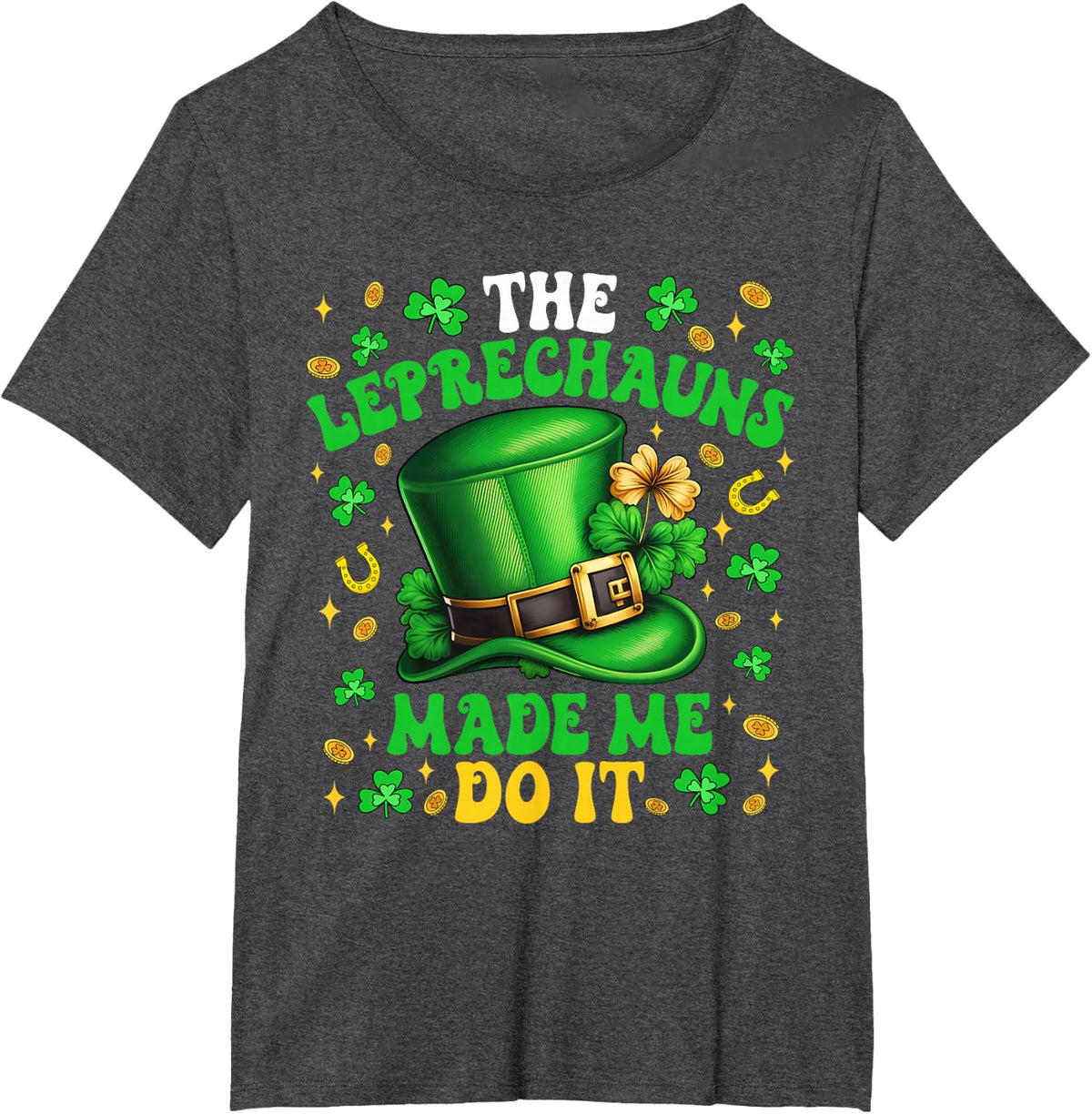 Shamrock Leprechauns Made Me Do It St Patricks Day Boys Men T-Shirt - Dark Heather Grey